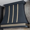 Smooth Curved Custom Stainless Steel Range Hood with Brass Accents