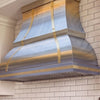 Bell Custom Stainless Steel Range Hood with Gold Straps