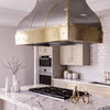 Bell Custom Stainless Steel Range Hood with Brass Accents