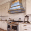 Bell Custom Stainless Steel Range Hood with Gold Straps