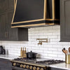 Box Custom Stainless Steel Range Hood Matte Black with Gold Straps