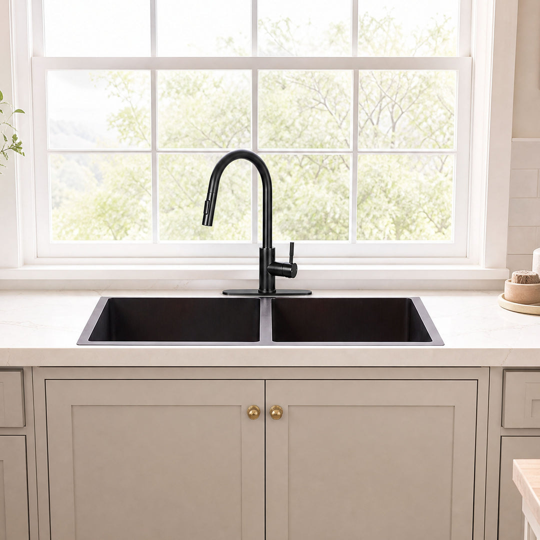 Nauxus Undermount Double Blow Copper Kitchen Sink UDMK03-NX