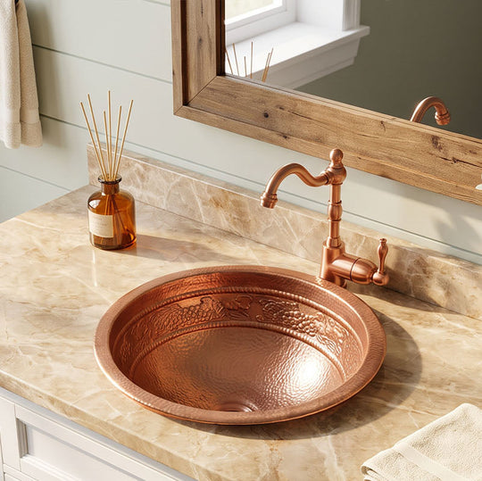 Nauxus Custom Handmade Copper Undermount Bar Sink RCB07-NX