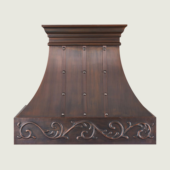 NAUXUS Handcrafted Custom Kitchen Copper Range Hood Wall/Island Mount,  HCW32SC