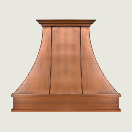 NAUXUS Handcrafted Custom Copper Kitchen Range Hood Wall/Island Mount, HCW004C
