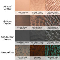 NX-Antique Copper Light Hammered, NAUXUS Handmade Copper Range Hood Color (Patina) Sample for Copper Range Hoods