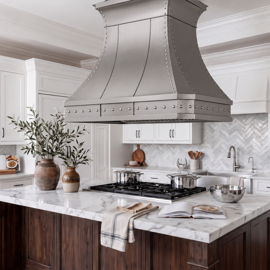 Custom Faceted Curved  Stainless Steel Range Hood - SHCR02
