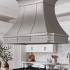 Faceted Curved Custom Stainless Steel Range Hood with Polished Straps