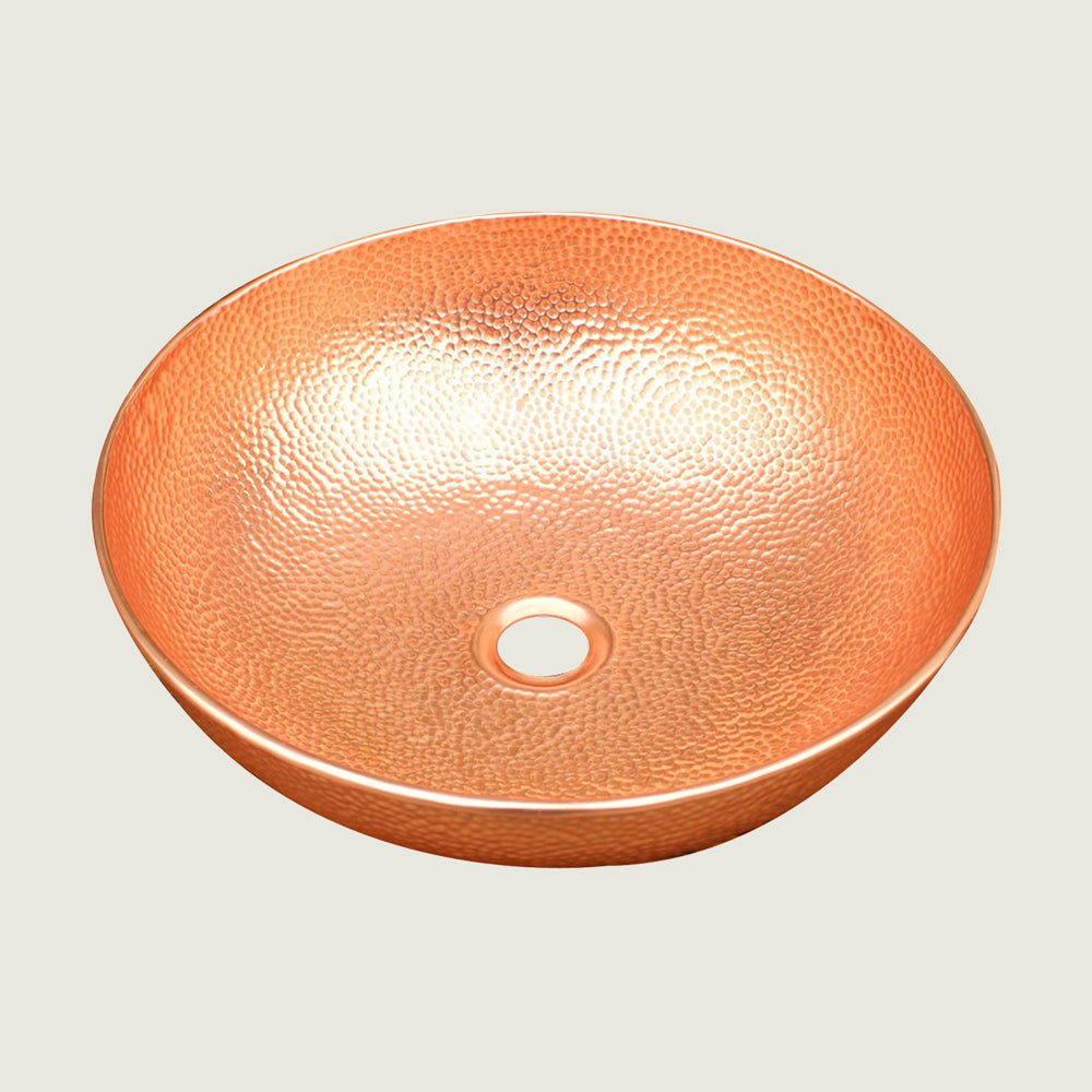 Nauxus Custom Copper Handmade Round Bathroom Sink RCB03-NX
