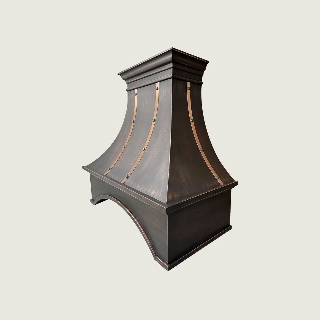 NAUXUS Handcrafted Custom Kitchen Copper Range Hood Wall/Island Mount,  HCW22PC
