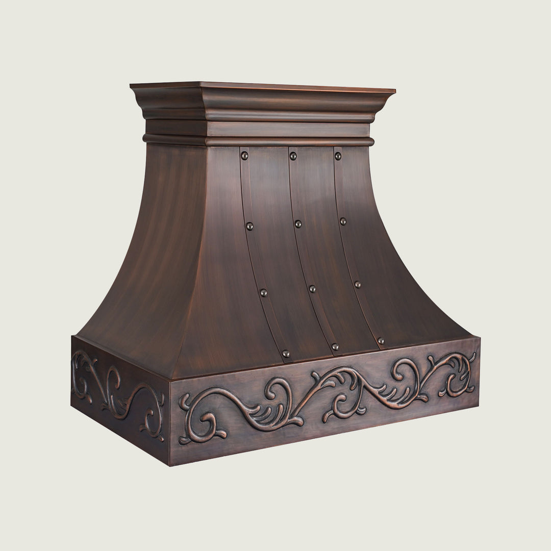 NAUXUS Handcrafted Custom Kitchen Copper Range Hood Wall/Island Mount,  HCW32SC