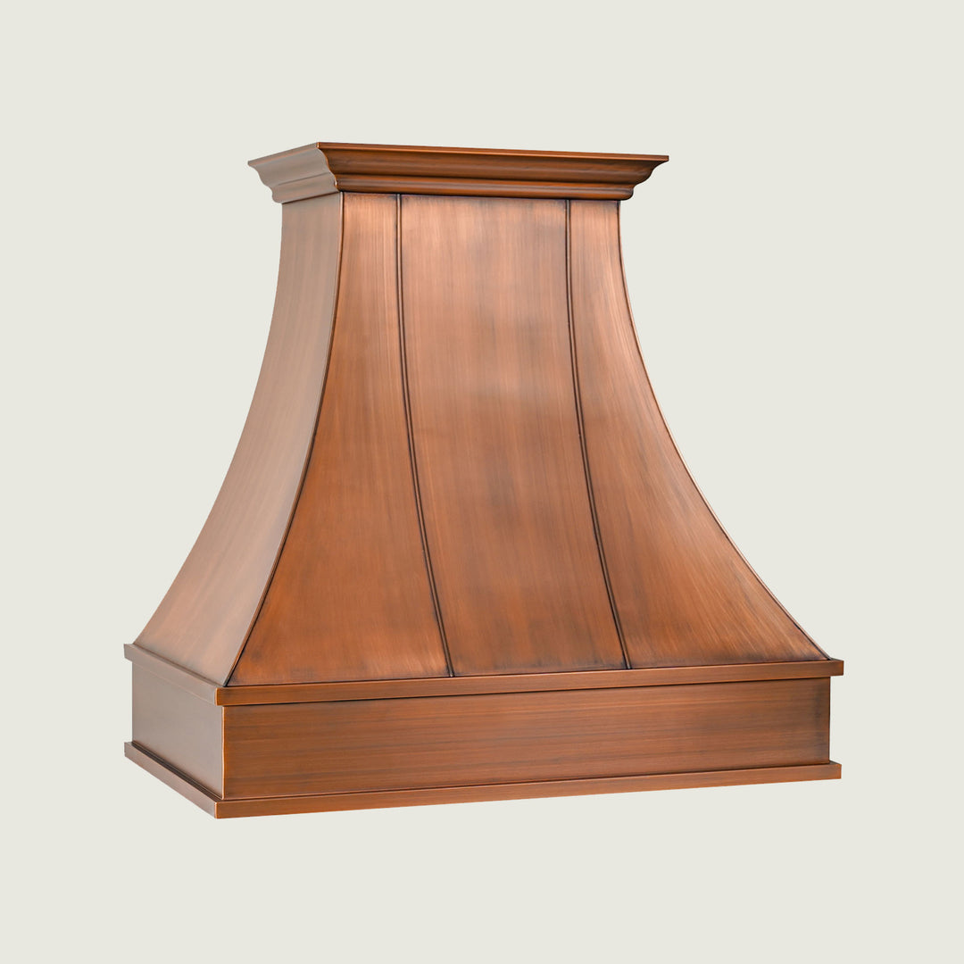 NAUXUS Handcrafted Custom Copper Kitchen Range Hood Wall/Island Mount, HCW004C