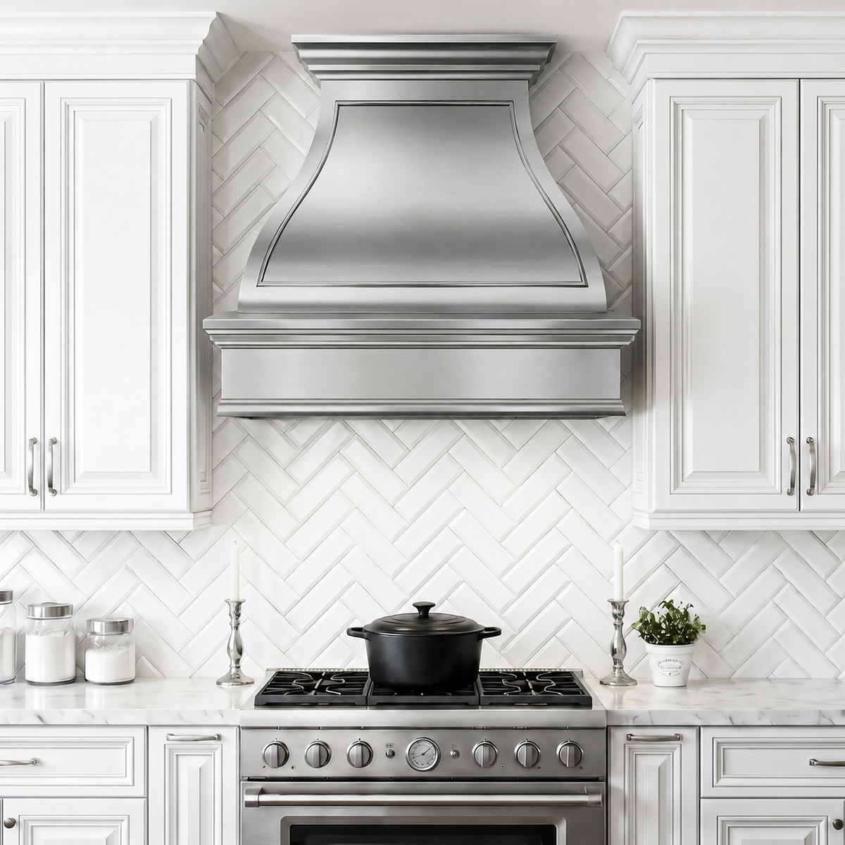 Bell Custom Polished Stainless Steel Range Hood