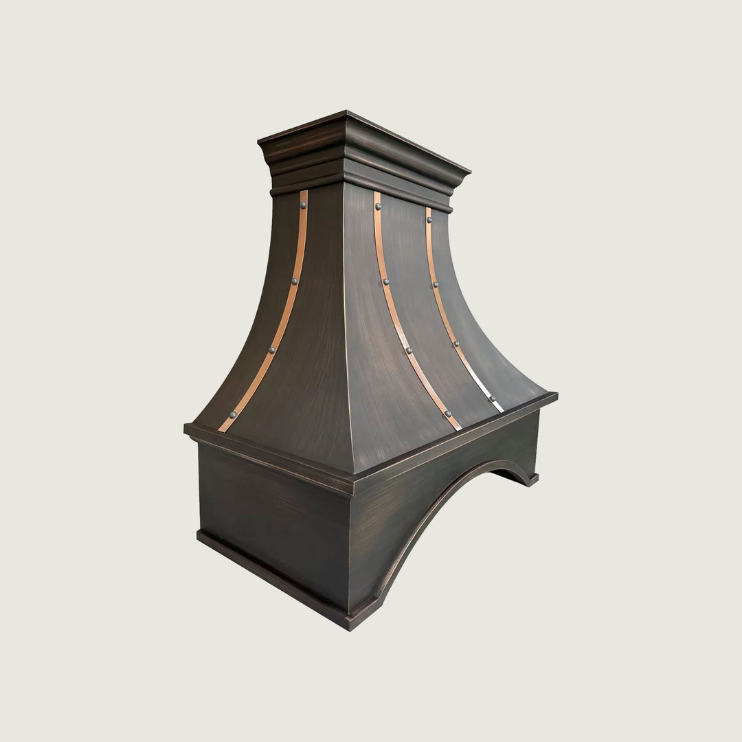 NAUXUS Handcrafted Custom Kitchen Copper Range Hood Wall/Island Mount,  HCW22PC