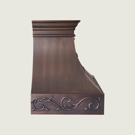 NAUXUS Handcrafted Custom Kitchen Copper Range Hood Wall/Island Mount,  HCW32SC