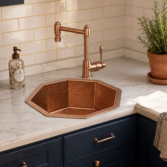 Nauxus Custom Handmade Copper Undermount Bar Sink RCB02-NX