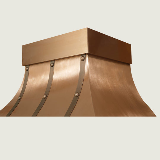 NAUXUS Handcrafted Custom Kitchen Copper Range Hood Wall/Island Mount,  HCW42BBA