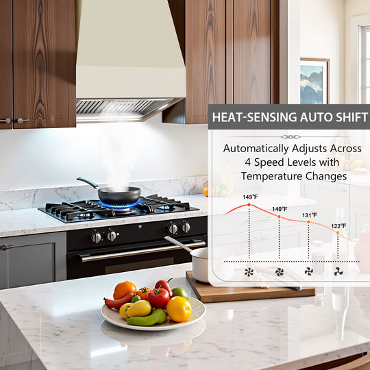 4 speed levels temperature changes range hood 