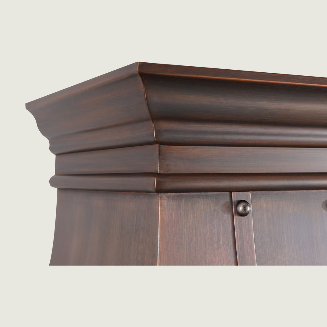 NAUXUS Handcrafted Custom Kitchen Copper Range Hood Wall/Island Mount,  HCW32SC