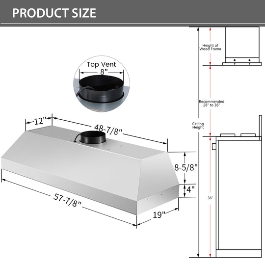 60-NX-19IL_3 range hoods stainless steel size detail