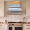 Bell Custom Stainless Steel Range Hood with Gold Straps
