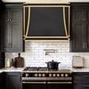 Box Custom Stainless Steel Range Hood Matte Black with Gold Straps