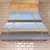 Bell Custom Stainless Steel Range Hood with Gold Straps