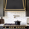 Box Custom Stainless Steel Range Hood Matte Black with Gold Straps