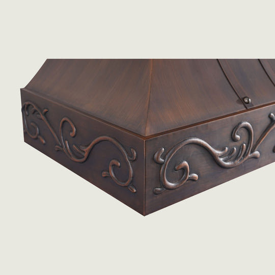 NAUXUS Handcrafted Custom Kitchen Copper Range Hood Wall/Island Mount,  HCW32SC