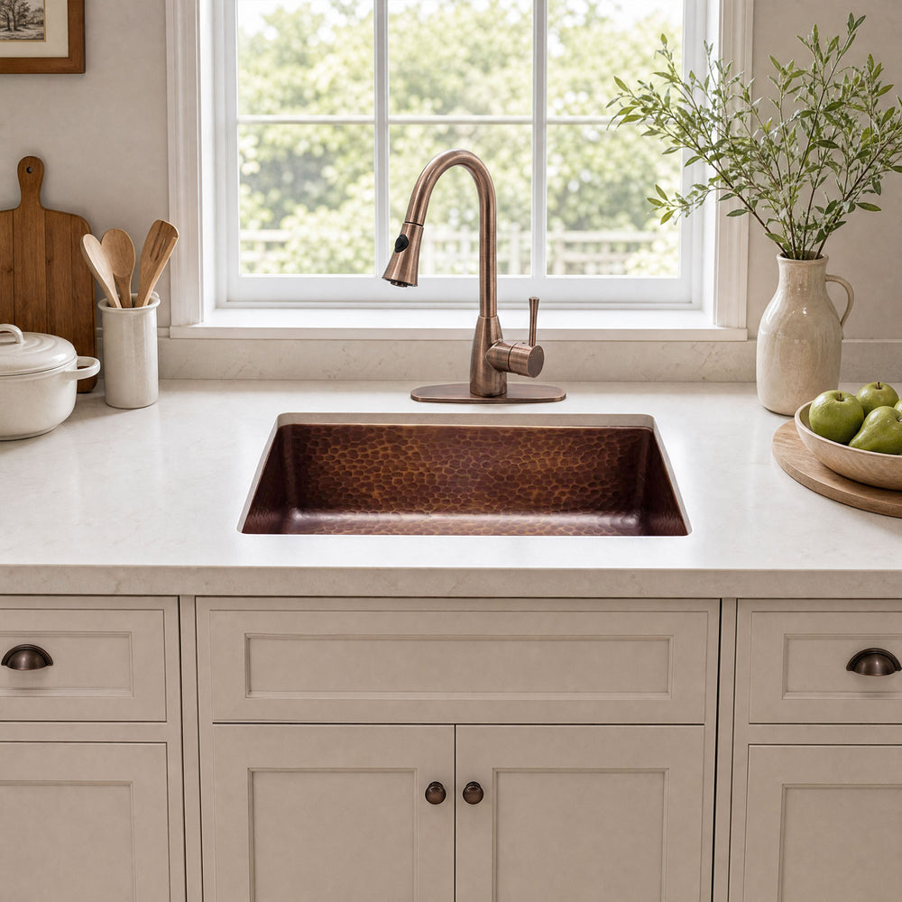 Nauxus Custom Handmade Undermount Copper Kitchen Sink, UDMK05-NX