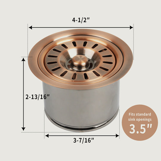 2-13/16" Height Copper Kitchen Sink Garbage Disposal Flange Stopper