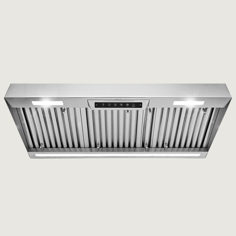 Nauxus 42" Built-In Range Hood Insert – 1200 CFM Stainless Steel Hood with Touch & Gesture Control, 3CCT LED & LED Night Lights