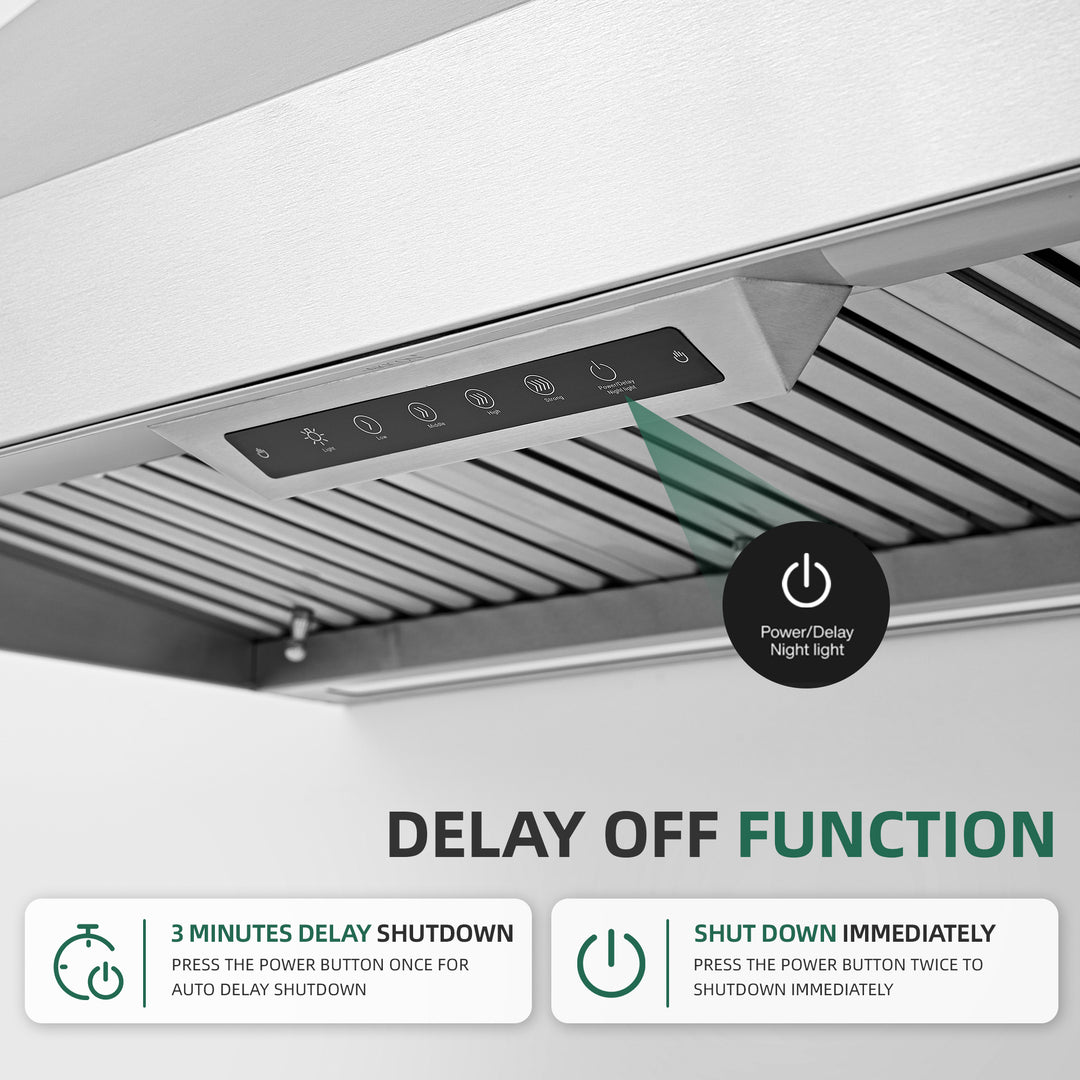 Nauxus 42" Built-In Range Hood Insert – 1200 CFM Stainless Steel Hood with Touch &amp; Gesture Control