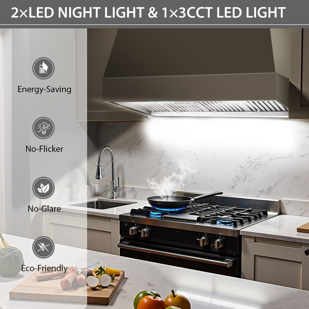 Adjustable Lighting stainless steel range hood