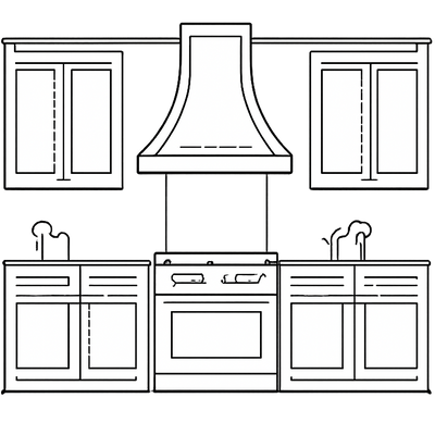 Installed against a wall, typicallybetween cabinets or as afreestanding focal point.