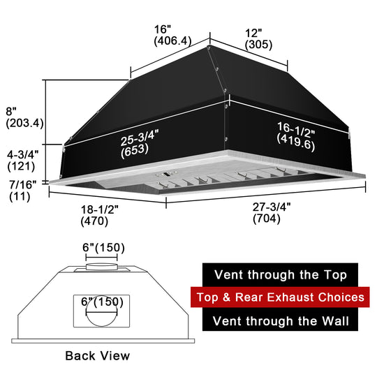 kitchen range hood insert
