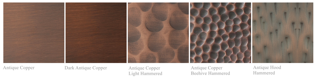 NX-Antique Copper Beehive Hammered, NAUXUS Handmade Copper Range Hood Color (Patina) Sample for Copper Range Hoods