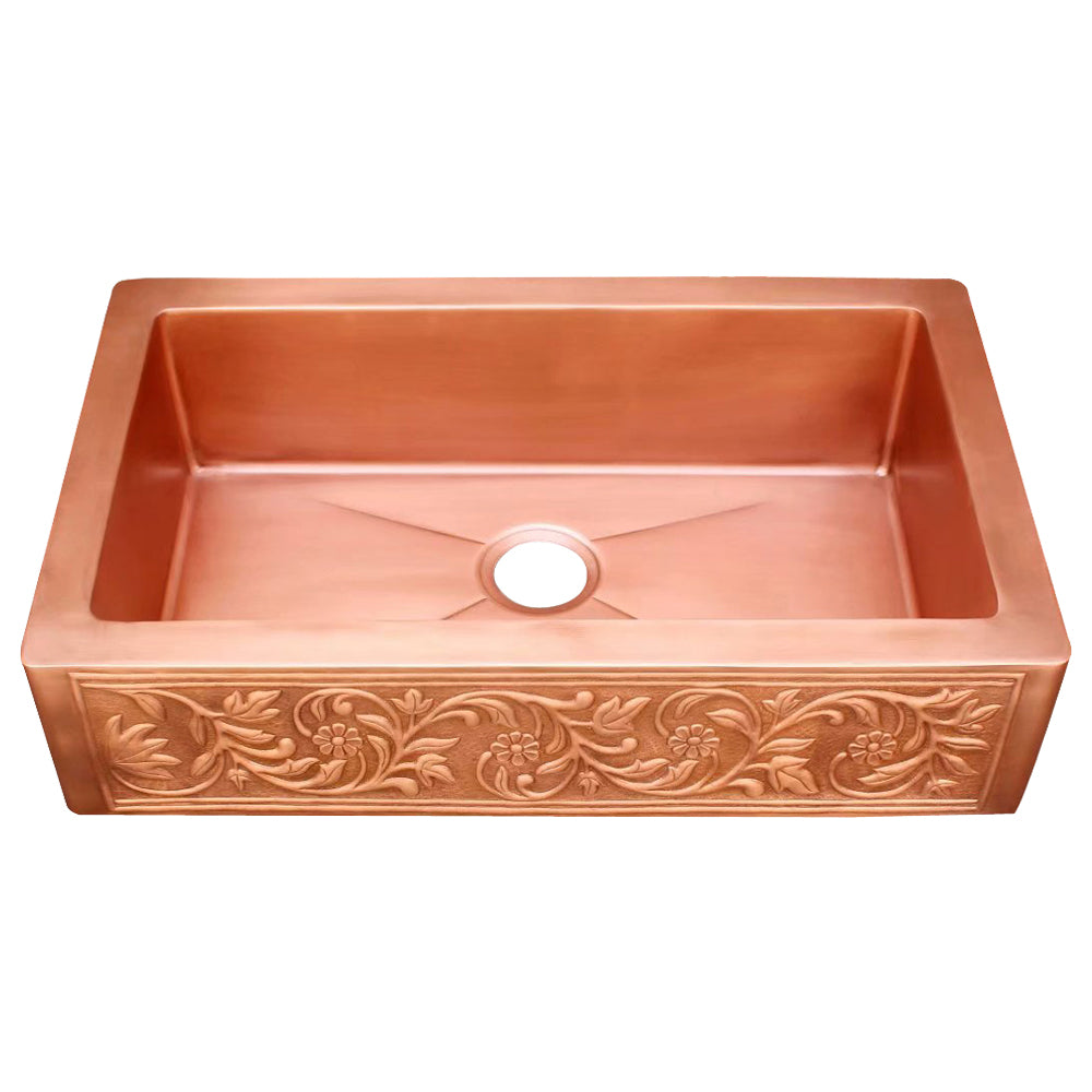 Light Copper Custom Pattern Kitchen Sink With Garbage Strainer