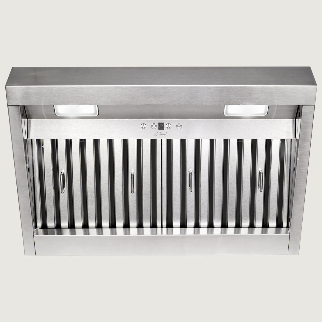 Nauxus 30 Inch Range Hood Insert with 600 CFM Powerful Suction, Ultra Quiet Ducted Stainless Steel Kitchen Stove Vent Hood with Dimmable LED Lights, Timer, 4-Speed Touch Control, NX-19IL-30