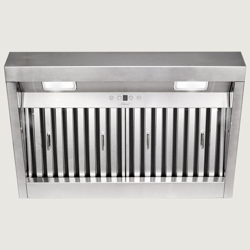Nauxus 30 Inch Range Hood Insert with 600 CFM Powerful Suction, Ultra Quiet Ducted Stainless Steel Kitchen Stove Vent Hood with Dimmable LED Lights, Timer, 4-Speed Touch Control, NX-19IL-30