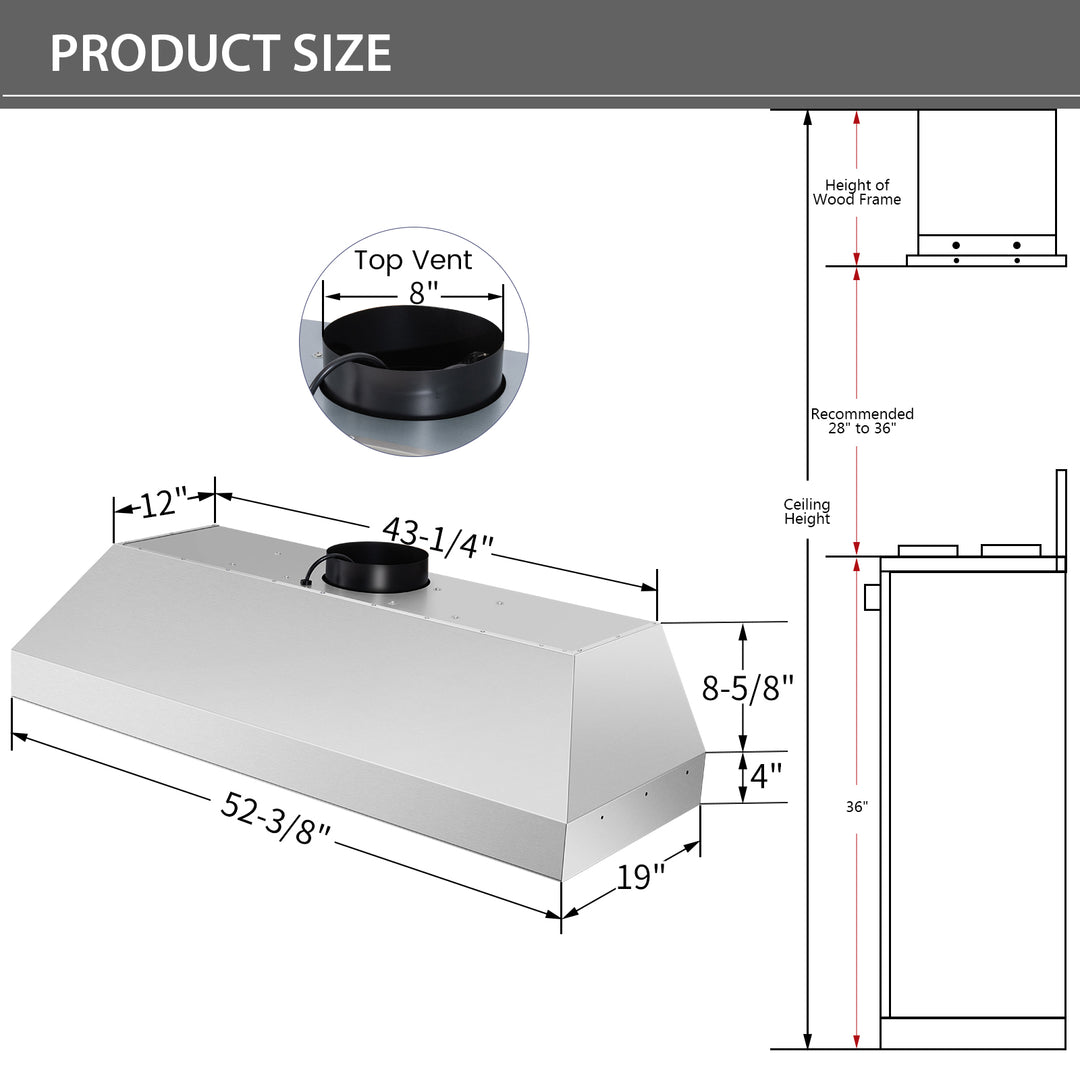 54-NX-19IS_kitchen range hood insert size detail