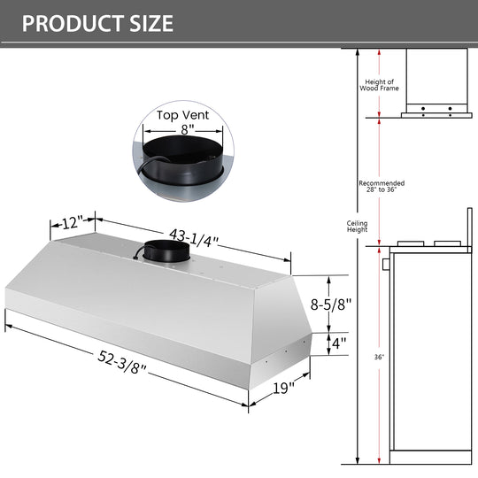 54-NX-19IS_kitchen range hood insert size detail