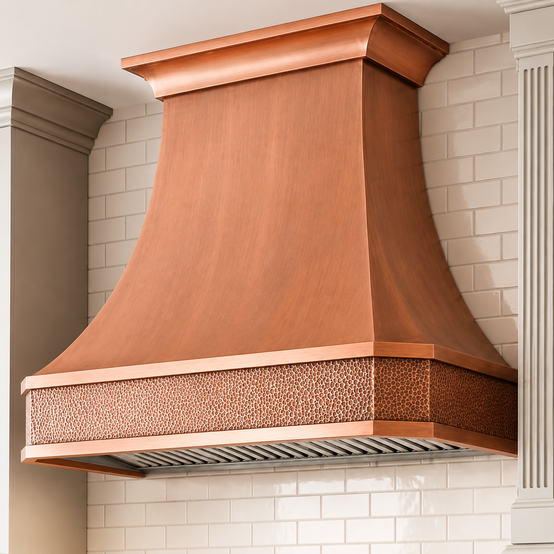 Custom Faceted Curved Copper Range Hood- CHCR02