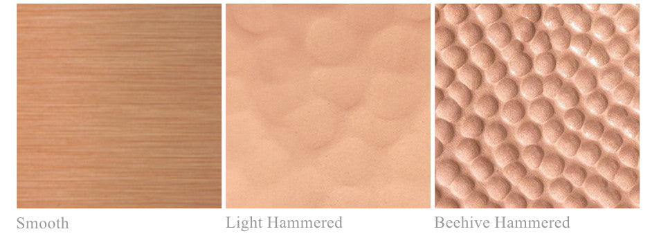NX-Natural Copper Beehive Hammered, NAUXUS Handmade Copper Range Hood Color (Patina) Sample for Copper Range Hoods