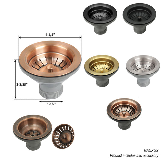 Strainer drain matched with sinks in different colors
