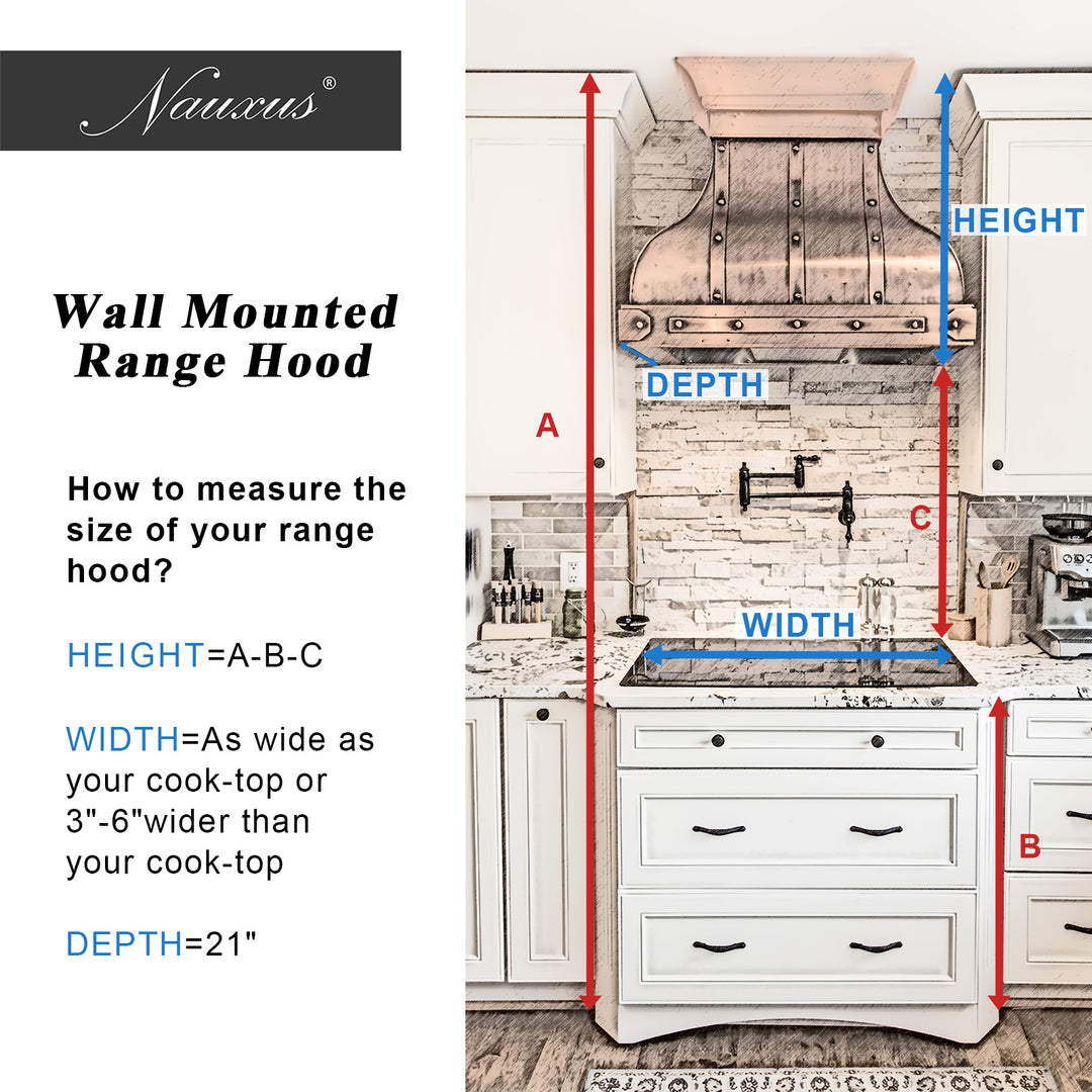 Wall Mount Kitchen Copper Range Hood