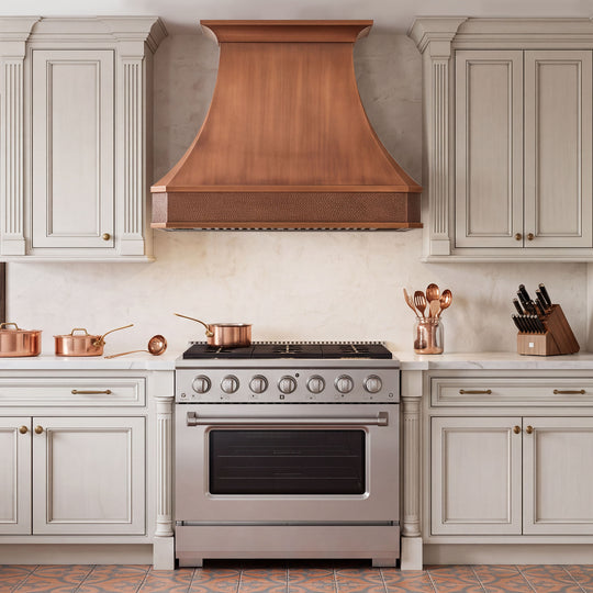 Custom Faceted Curved Copper Range Hood- CHCR02