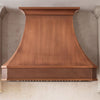 Faceted Curved Custom Copper Range Hood with Hammered Apron