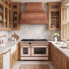 Double Bell Custom Copper Range Hood with Hammered Apron