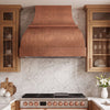 Double Bell Custom Copper Range Hood with Hammered Apron